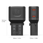 NINE USB WALL CHARGER BLACK POCKET TRAVEL TWO PORT PD 45W Gan WORLD WIDE TRAVEL CHARGER - Image 5