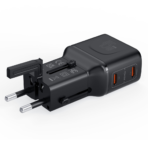 NINE USB WALL CHARGER BLACK POCKET TRAVEL TWO PORT PD 45W Gan WORLD WIDE TRAVEL CHARGER - Image 6
