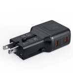 NINE USB WALL CHARGER BLACK POCKET TRAVEL TWO PORT PD 45W Gan WORLD WIDE TRAVEL CHARGER - Image 9